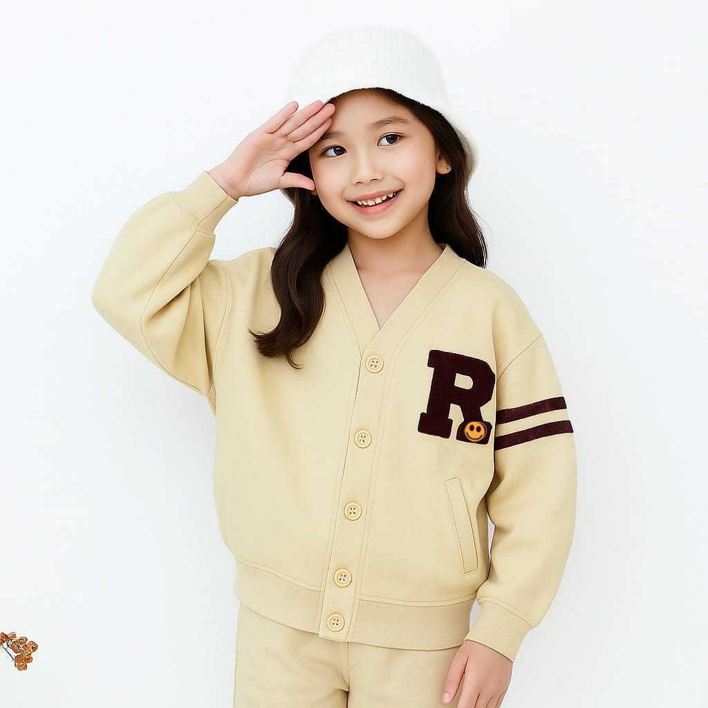 Clovera —— (Real Picture) Smile Stripe Kids Cardy Outerwear Anak Perempuan Korean Style