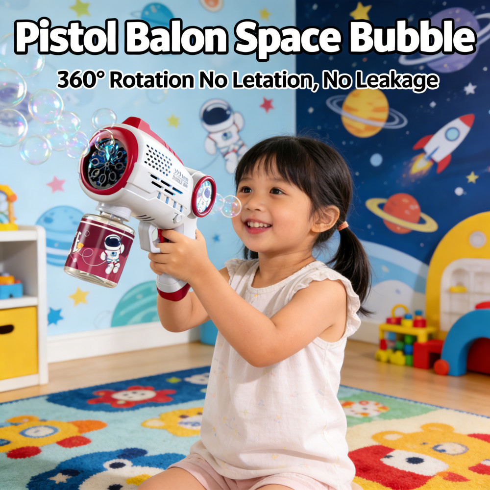 Astronot Anak Besar Balon Cewek Kado Kado Kado Otomatis Pistol Sabun Space Tembakan Tahun Ulang