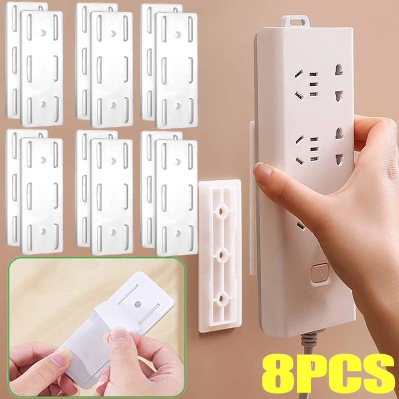 Wall Mount Power Strip Holder Punch FreeSelf Adhesive Desktop Socket Holders Cable Wire Management H
