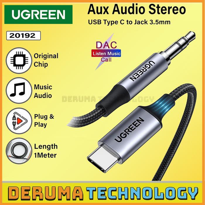 (Prima Jaya Store1) UGREEN Usb Type C Aux Car Audio Converter DAC Chip Music HP Android Type-C ke Mo