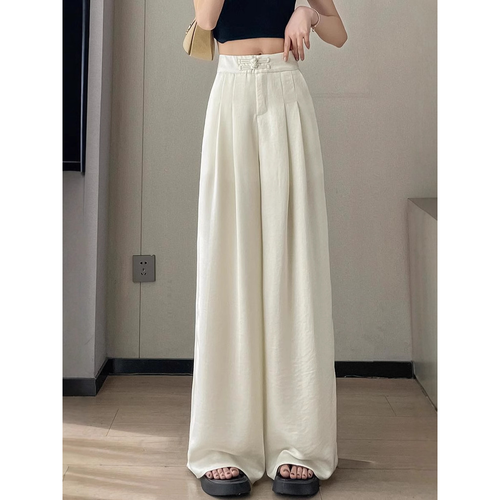 Celana setelan satin wanita berkualitas tinggi Celana Kaki Lebar