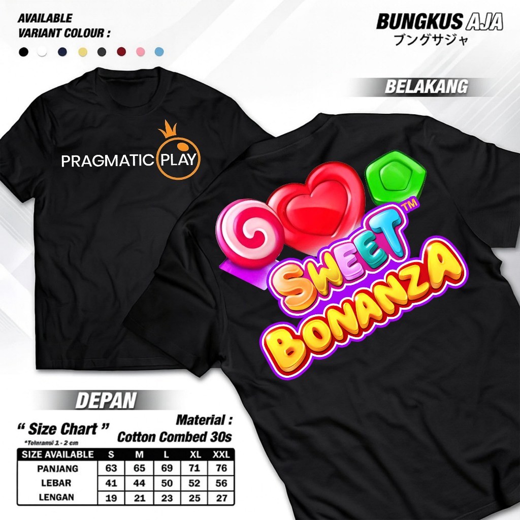 Kaos Pragmatic play SWEET BONANZA , baju kaos slot pria wanita