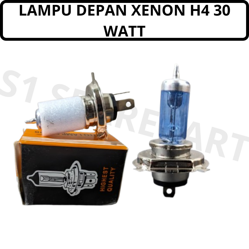 BOHLAM LAMPU DEPAN HALOGEN XENON h4 30watt mobil/motor 12volt