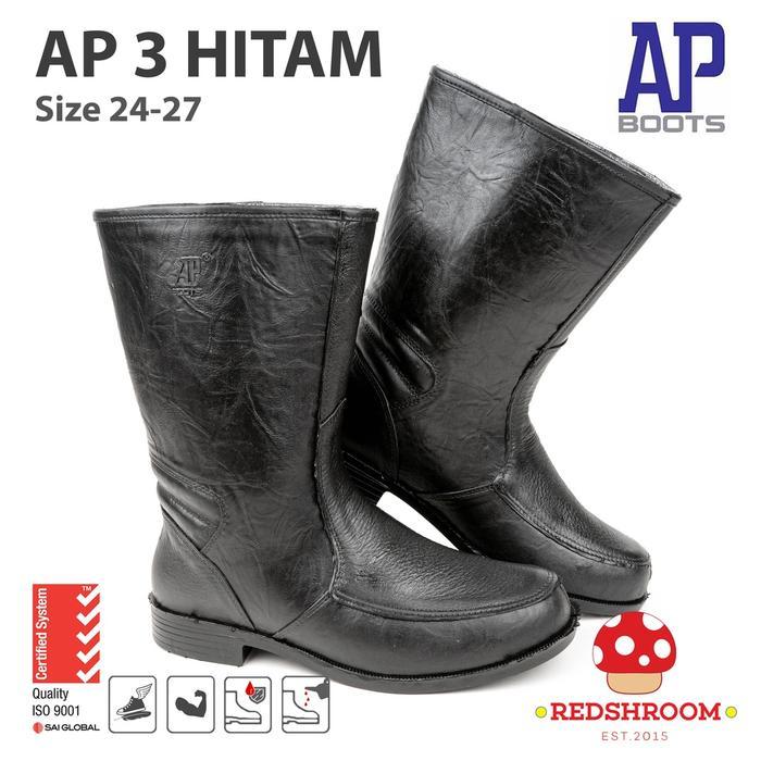 Sepatu Boots Pendek AP 3 ACK - Sepatu Boots Kulit Hitam Shoes - 24
