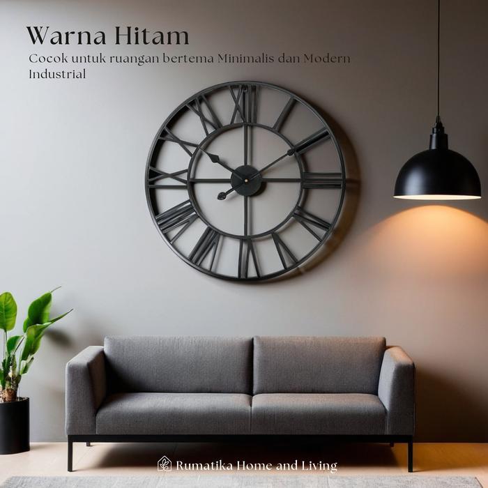 Jam Dinding Analog Besar Jumbo Modern Minimalis Jam Hias Dekorasi Dinding Romawi Aesthetic 40 - 60 C