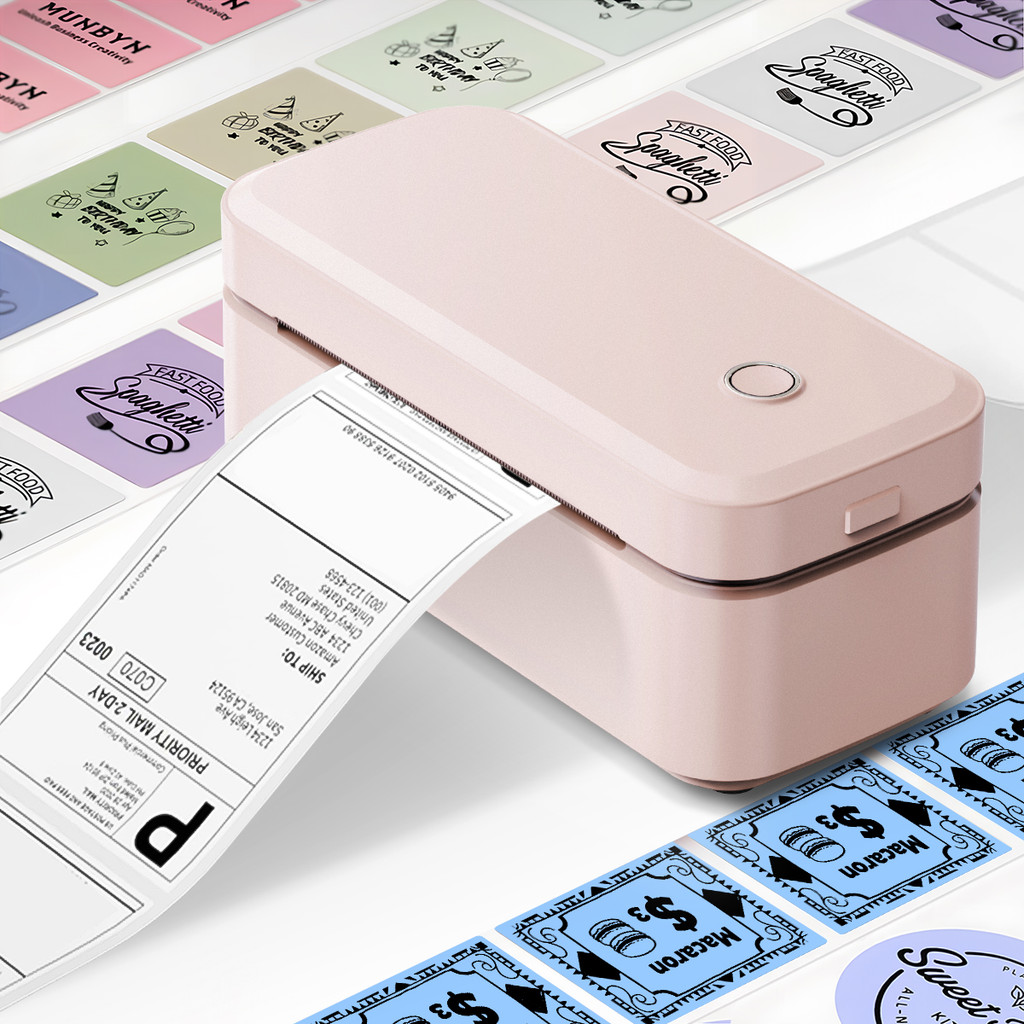 Marklife Thermal Label Printer X4 Pink Mini Bluetooth Small Shipping Printer Printeing 4X6in Used Fo