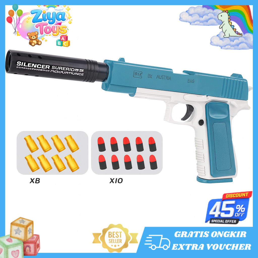 ZIYA TOYS - Mainan Anak PISTOL PLASTIK 1911 Tembakan Plastik Eva Soft  Series Tembakan Pistol Mainan