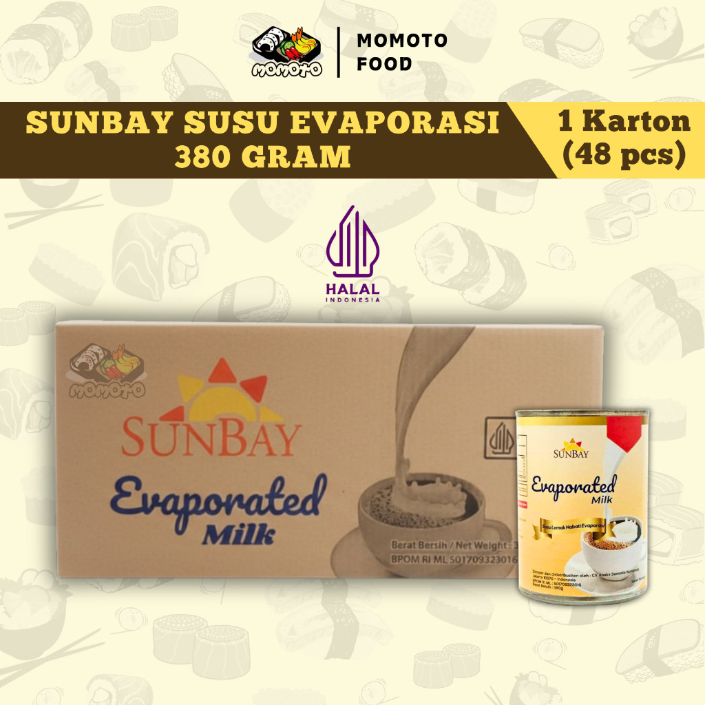 SUNBAY SUSU EVAPORASI KALENG 380 GR evaporated milk sunbay per karton khusus INSTANT susu evaporasi 