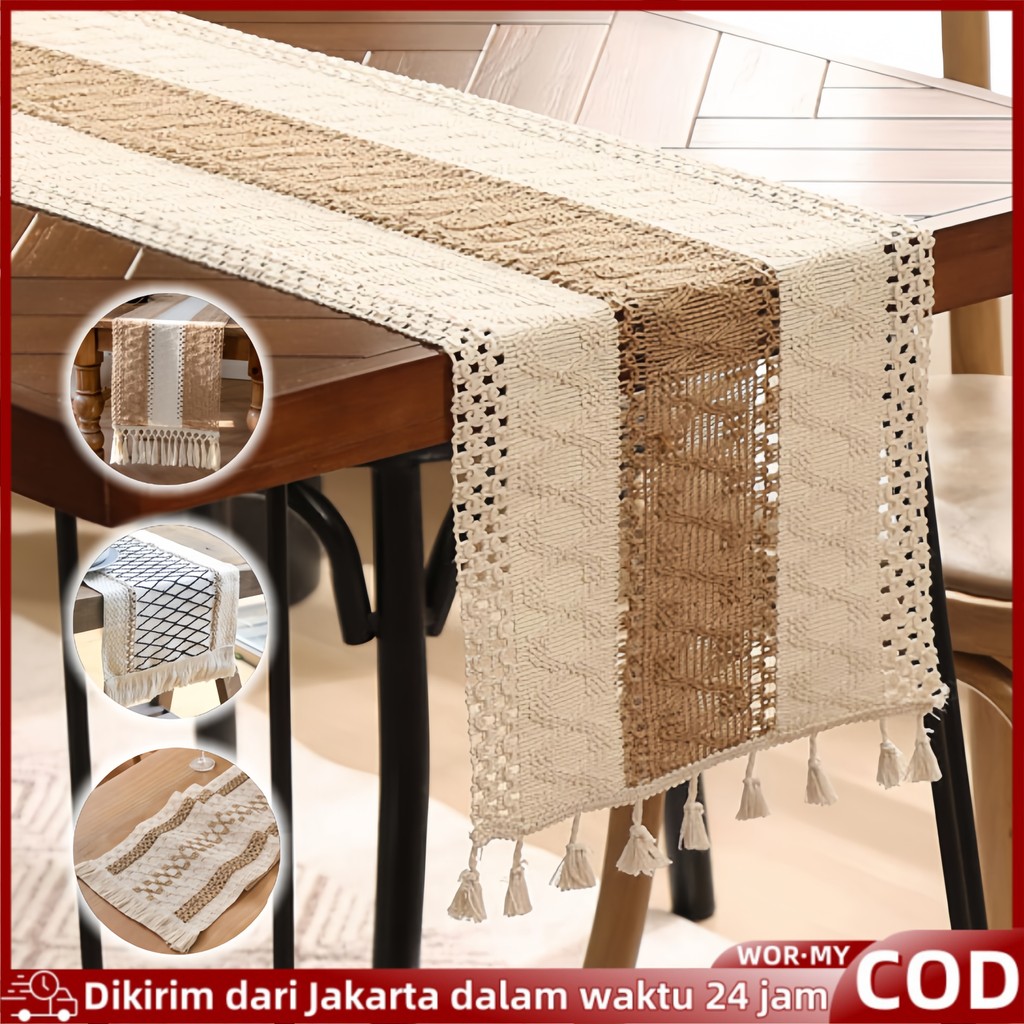 Table Runner Nordic / Taplak Meja Makan Tamu Rajut Simple Premium Scandinavian/Taplak Nordic Meja Pa