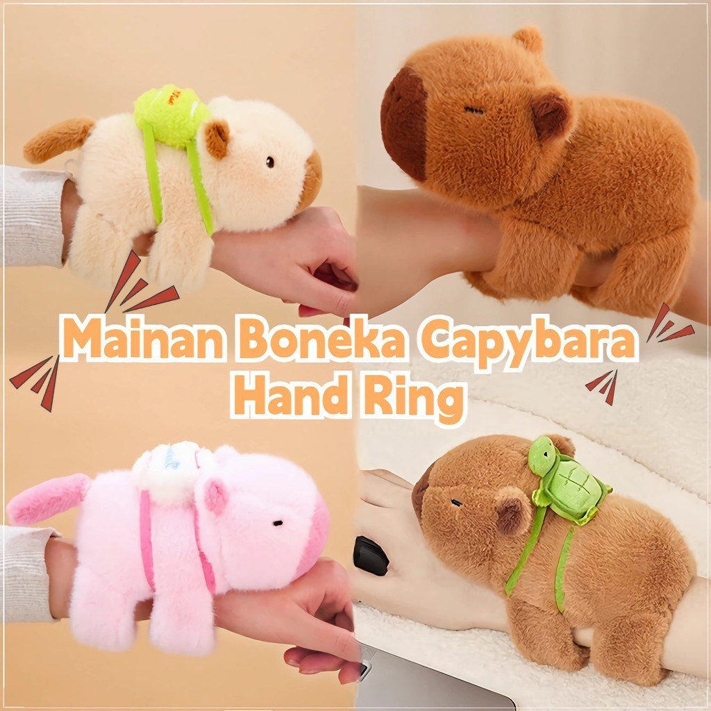 Ready Mainan Boneka Capybara Hand Ring/Clingy Capybara Plush Wrislet Wristband Doll/EKOR PUTAR/Denga