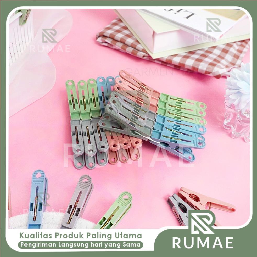 RUMAE Jepitan Baju Plastik Tebal 50pcs Dengan Wadah Penyimpanan Penjepit Pakaian Laundry Untuk Gantu