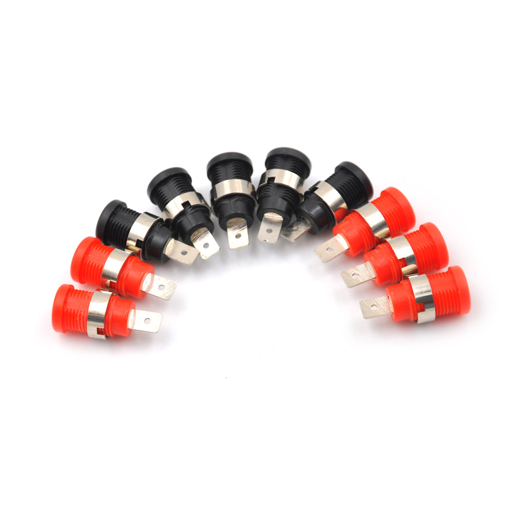 10Pcs Brass 4mm Banana Female Jack Chassis Panel Mount Socket Connector for NonShrouded Banana Plugs