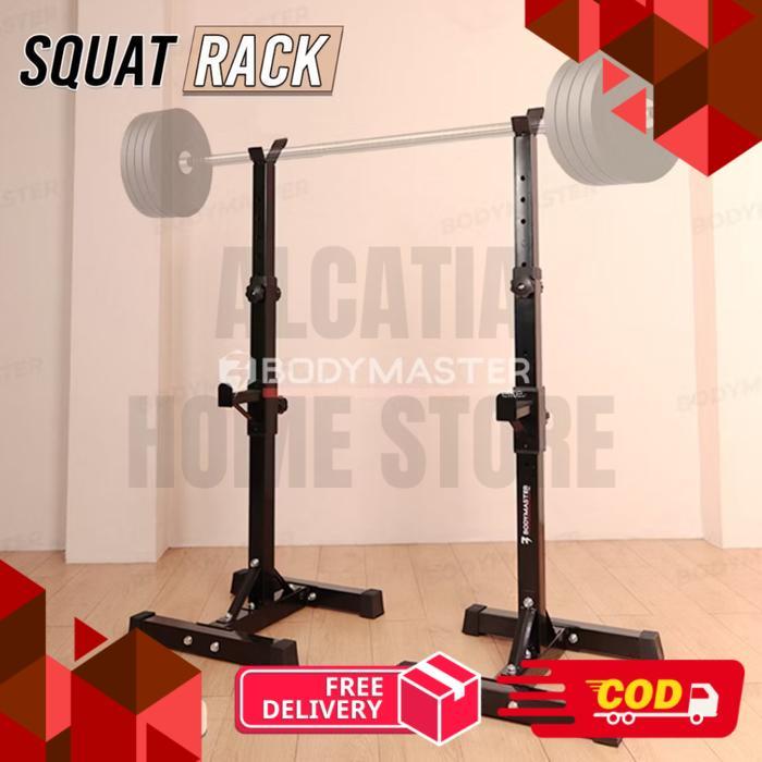 Squat rack body master rak tiang gym rack squat fitness - Hitam