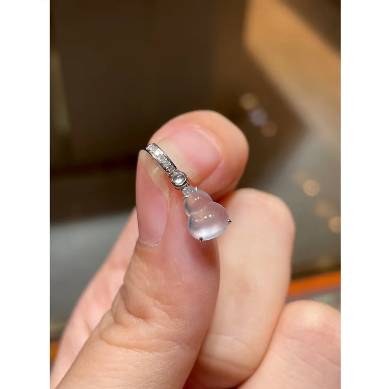 Liontin labu es bertatahkan zirkon berlapis emas putih 18K aksesori DIY dengan pengait universal unt