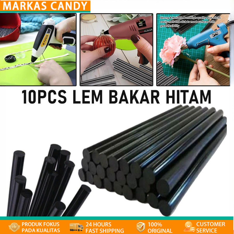 Lem Jerman Hitam Bakar Ajaib/10Pcs Lem Bakar Hitam/ Refill Lem Tembak Kecil Hitam