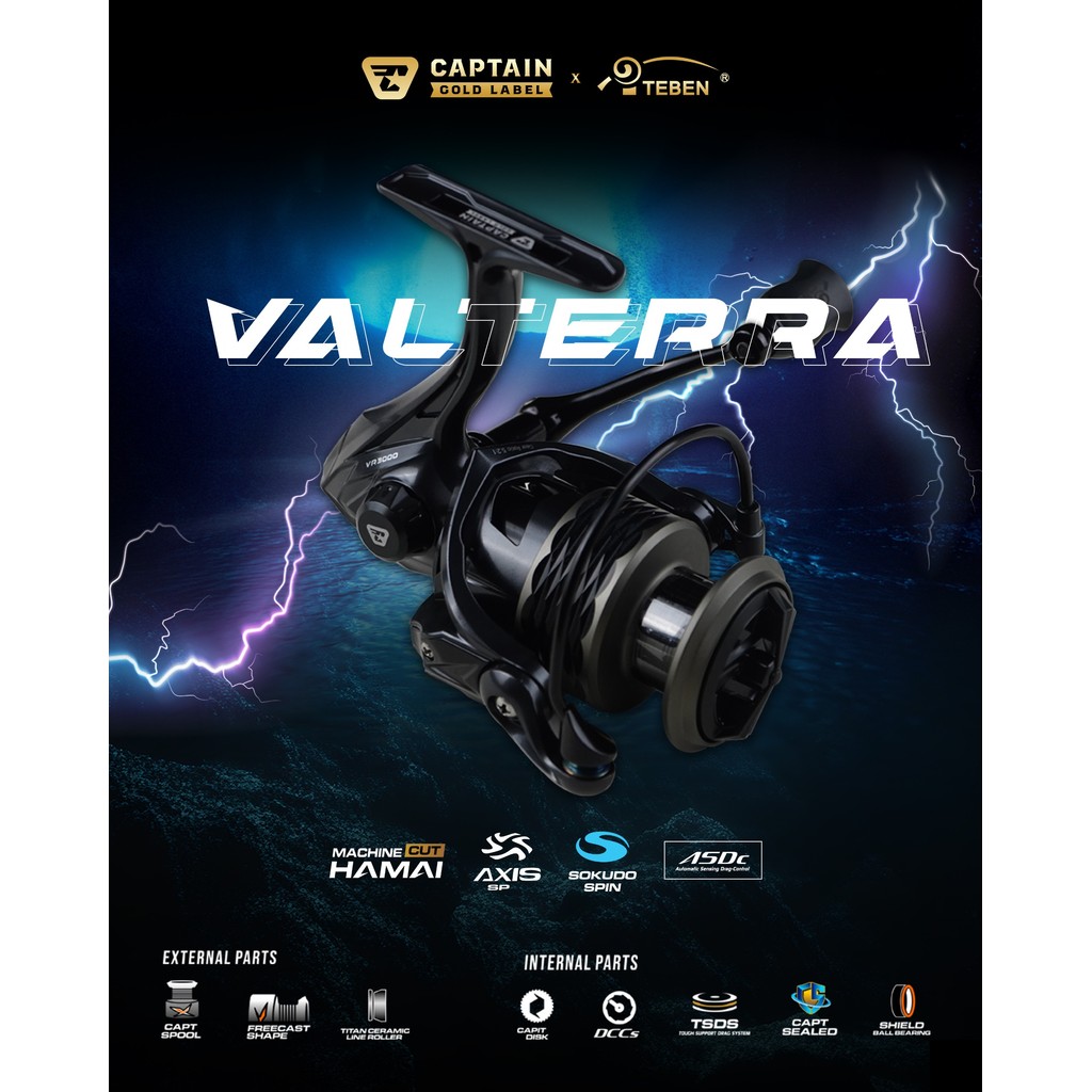 Reel Pancing CAPTAIN VELTERRA 2000 / 3000 Gold Label (7+1 Bearing) Power Handle