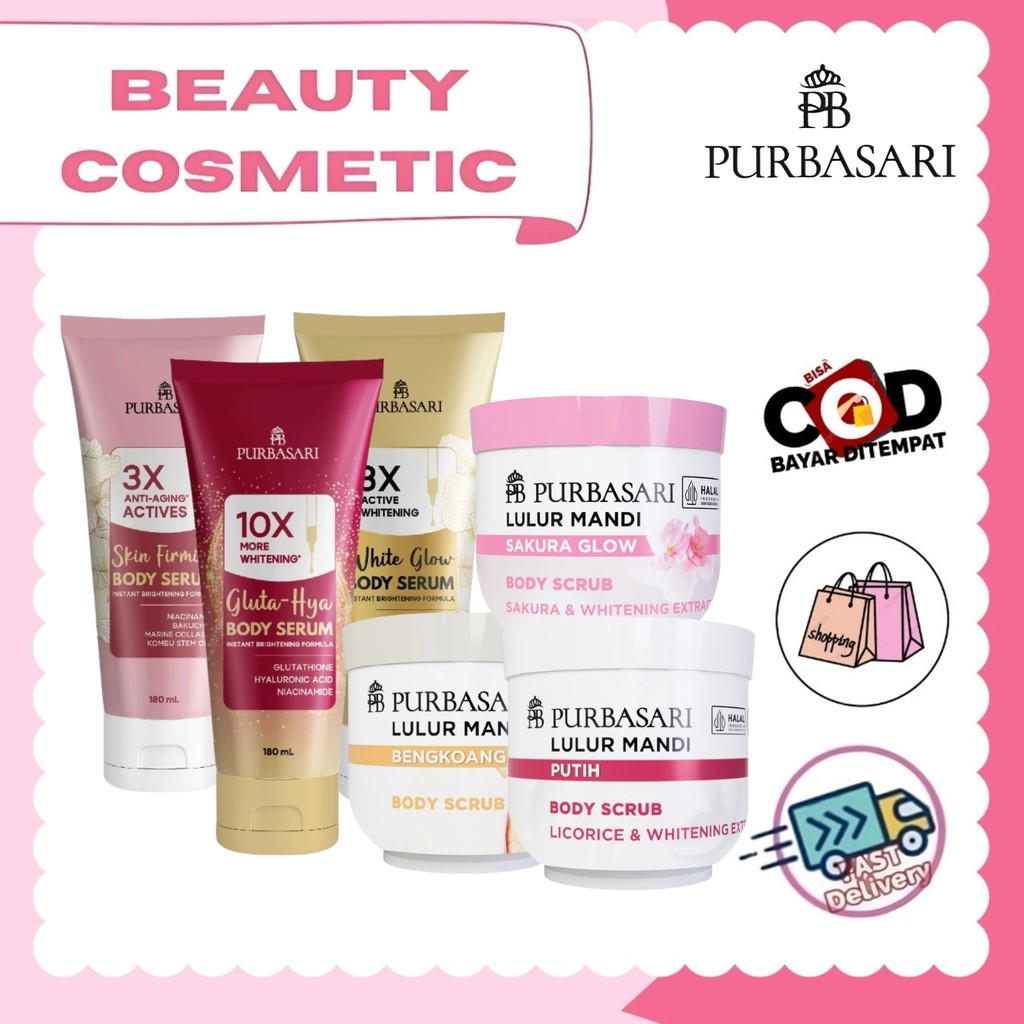 Purbasari PAKET HEMAT Body Serum 180ml + Purbasari Lulur Mandi Body Scrub - Kulit Sehat Glowing