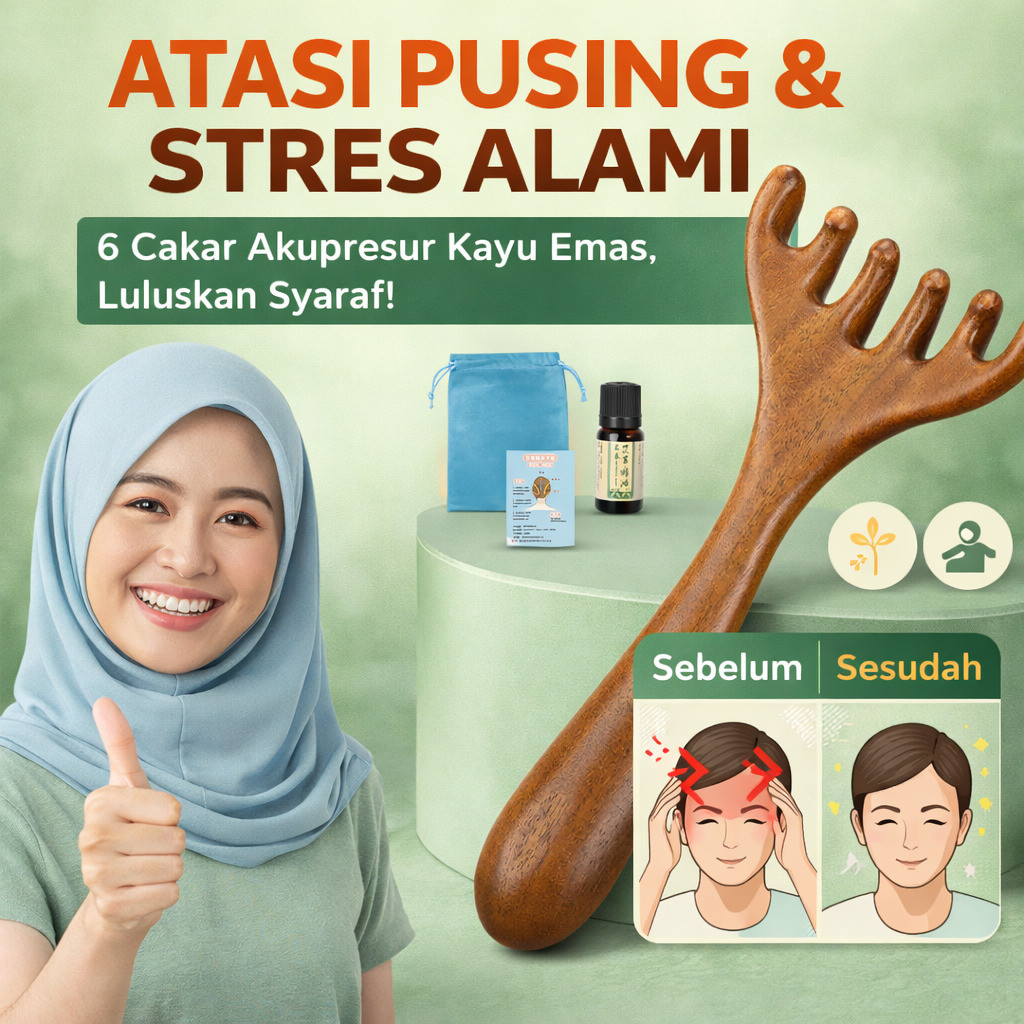 [Minyak Esensial] Sisir Pijat | Kayu Cendana Emas | Sisir Pijat Kayu Cendana Untuk Rambut Sehat | Si
