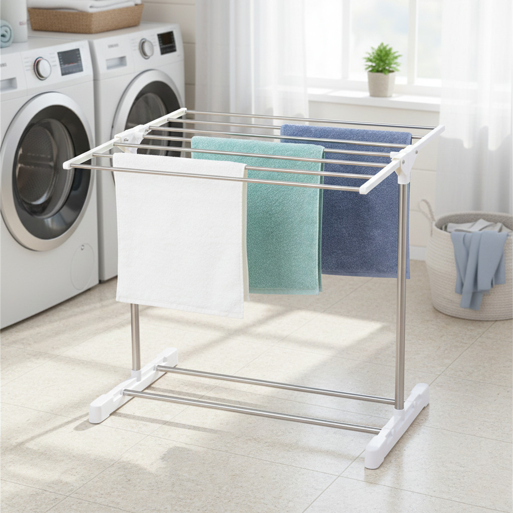 Jemuran Handuk Lipat - Jemuran Lipat Stainless - Jemuran Baju Kamar Mandi Lipat Minimalis