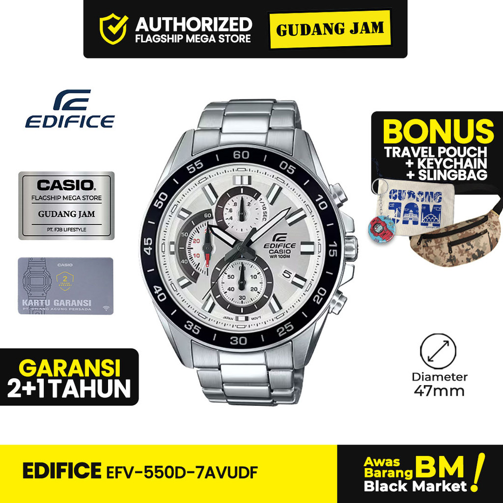 Edifice Jam Tangan Pria EFV-550D-7AVUDF Analog Stainless Steel Strap