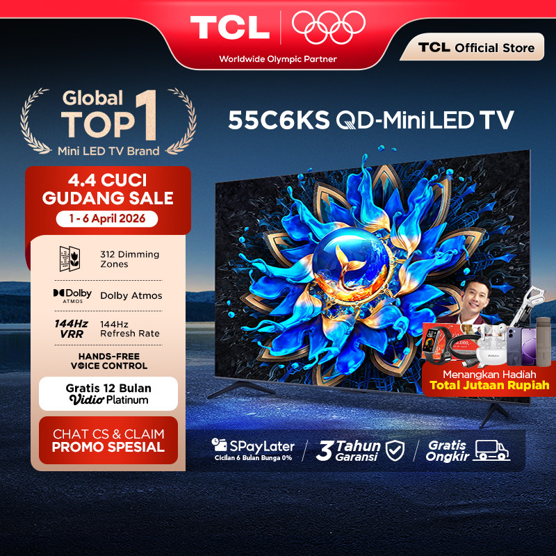 TCL 4K QD-Mini LED TV 55 Inch C6KS - High HDR Brightness - Dolby Vision & Atmos - IMAX Enhanced - 14