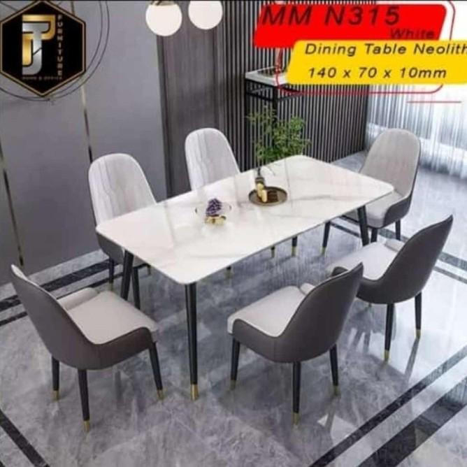 Meja Makan Set Kaca 6 Kursi - 1 Set Meja Makan 6 Kursi - Meja Makan