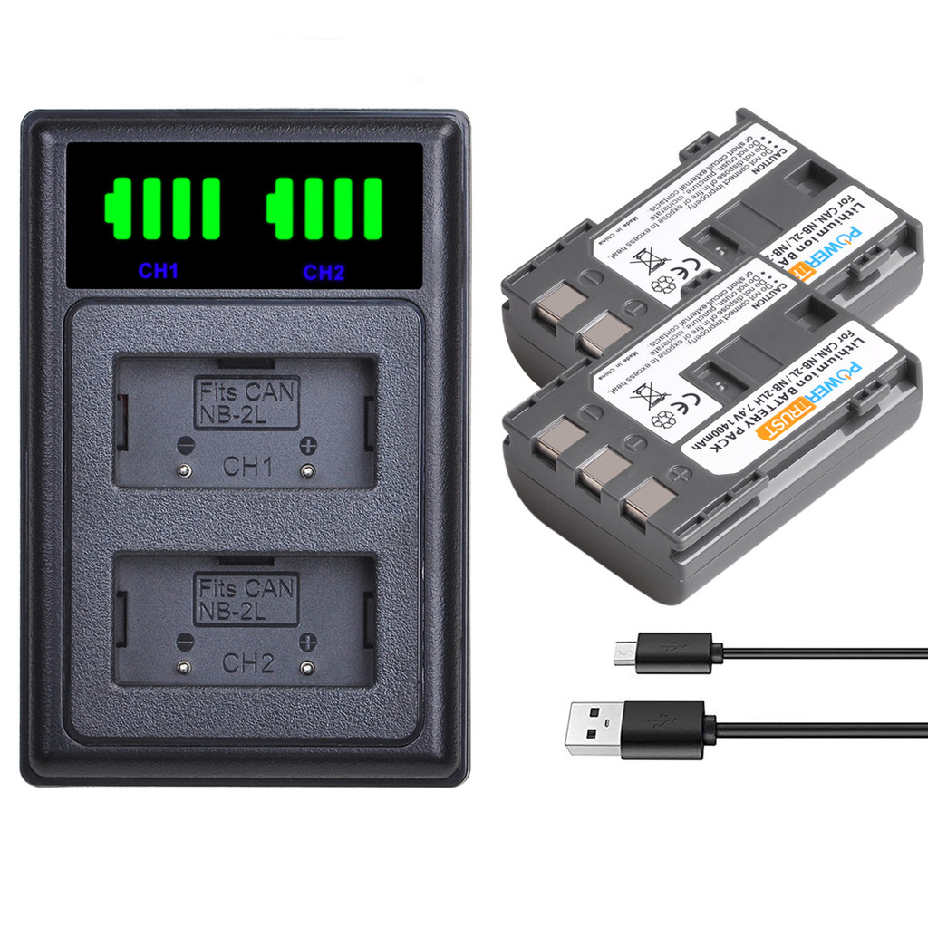 1400mAh NB-2L NB-2LH Battery + LED USB Charger for Canon PowerShot G7 G9 S30 S40 S45 S50 S60 S70 S80