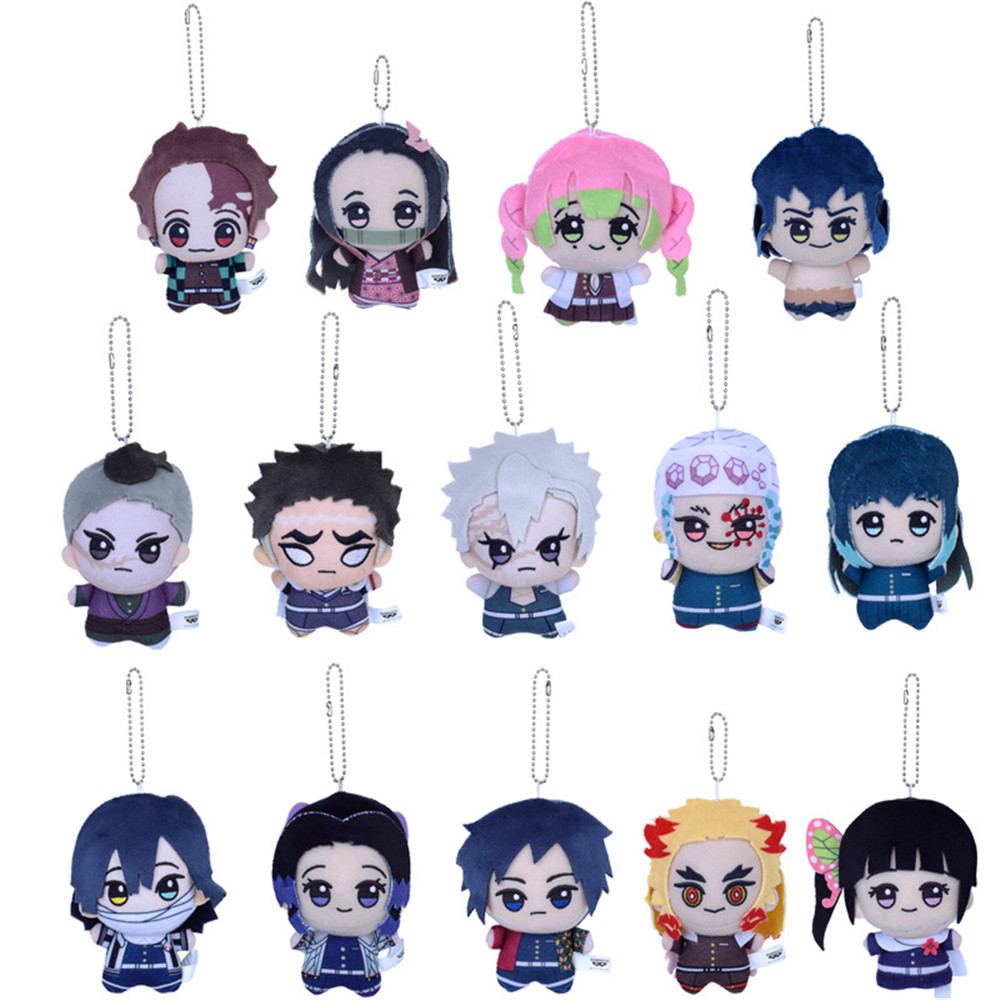 New 10Pcs kimetsu no yaiba Tomioka Giyuu Tsuyuri Kanao Muiirou Kyoujurou Shinobu 4" 10CM Plush Doll