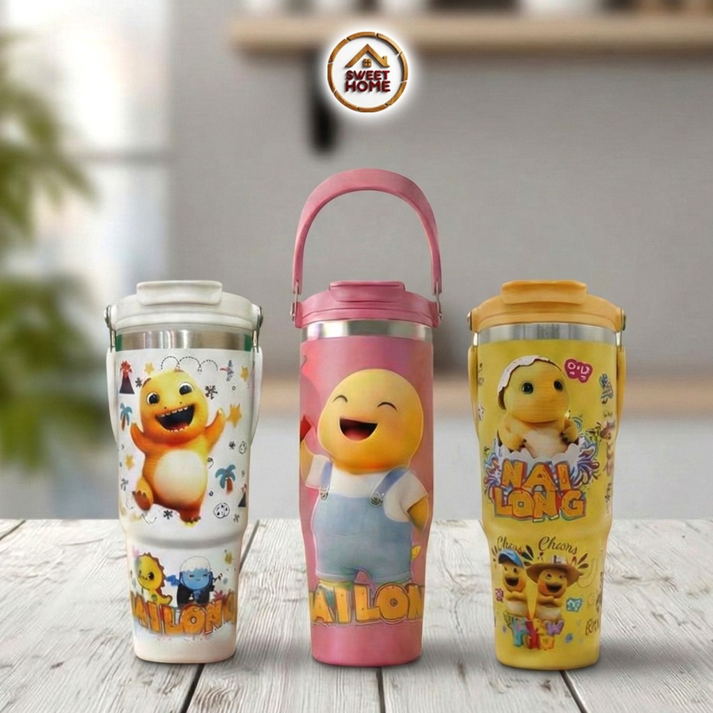 [NEW ART] Tumbler Karakter Nailong Dino Kuning Stainless Steel 304 900ml Tumbler Tahan Panas Dingin 