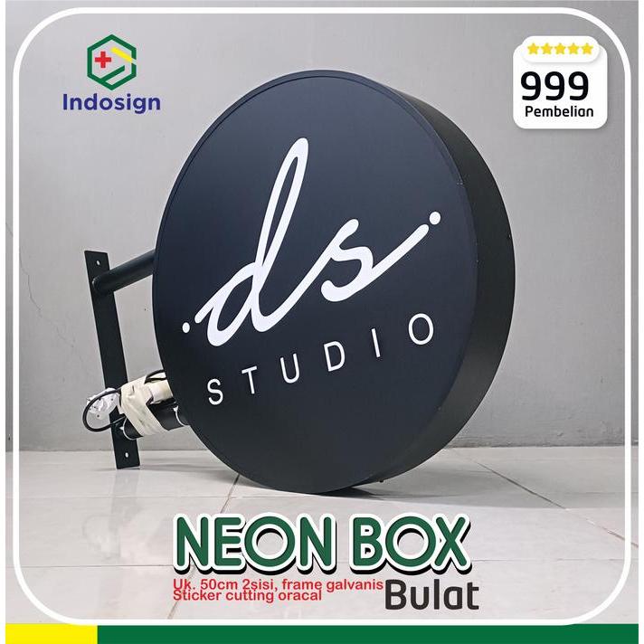 Neon Box 2 Sisi Bulat diameter 50 - 50cm 2 sisi