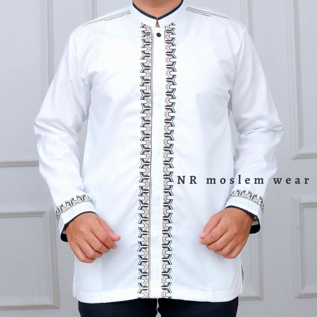 BAJU KOKO PUTIH DEWASA TANGAN PANJANG  / KOKO ARRAHMAN PANJANG / BAJU KOKO KATUN ADEM kode ( ARK )
