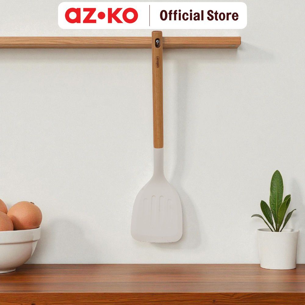 AZKO Culinart Spatula Turner SolID Silikon - Putih Alat Masak Cookware Sutil Sudip Sodet