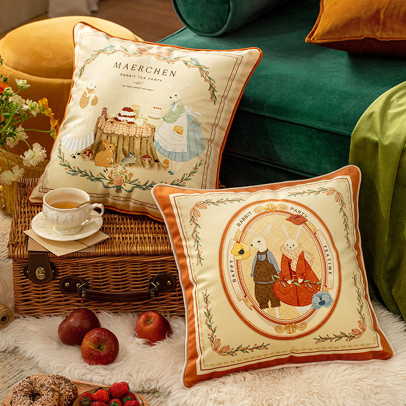 Bantal Gaya Retro Amerika Musim Semi, Bantal Sandaran Kepala Sofa Mewah Ringan