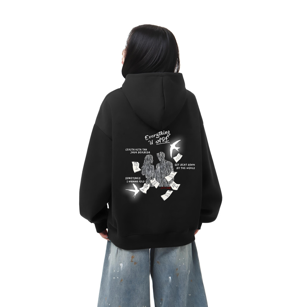 Hoodie Sweatershirts  Reflektiff Menyala Dalam Gelap Jaket Pria Wanita Fleece tebal Gramasi 280