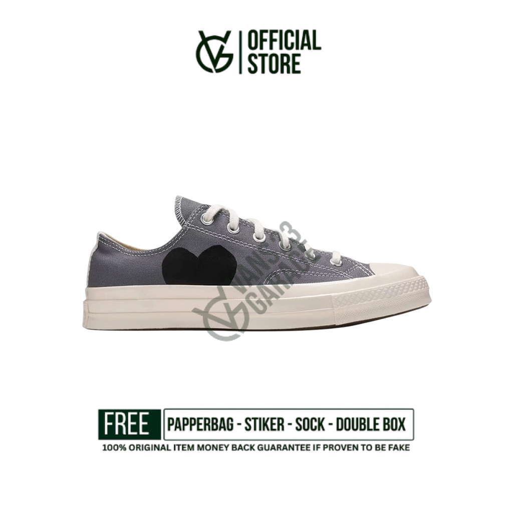 Sepatu Sneakers Converse Chuck Taylor All Star 70s Low  CDG PLAY Steel Grey Original BNIB Unisex