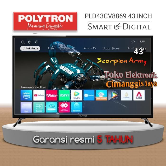 TV LED POLYTRON 43 INCH SMART DIGITAL - smart tv, tanpa bracket