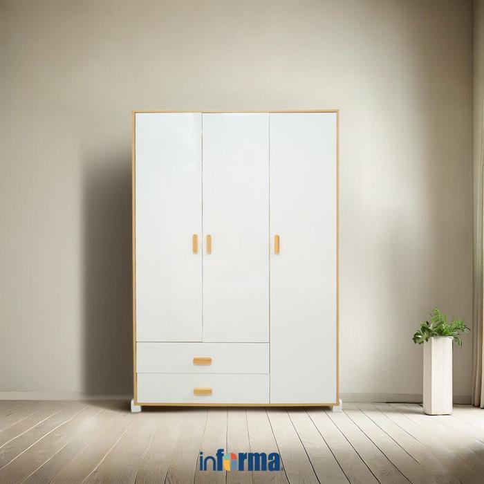 PROMO GASPOLL Informa Alea Lemari Pakaian Anak 3 Pintu - Cokelat Oak/Putih Tempat Baju Almari Pakaia