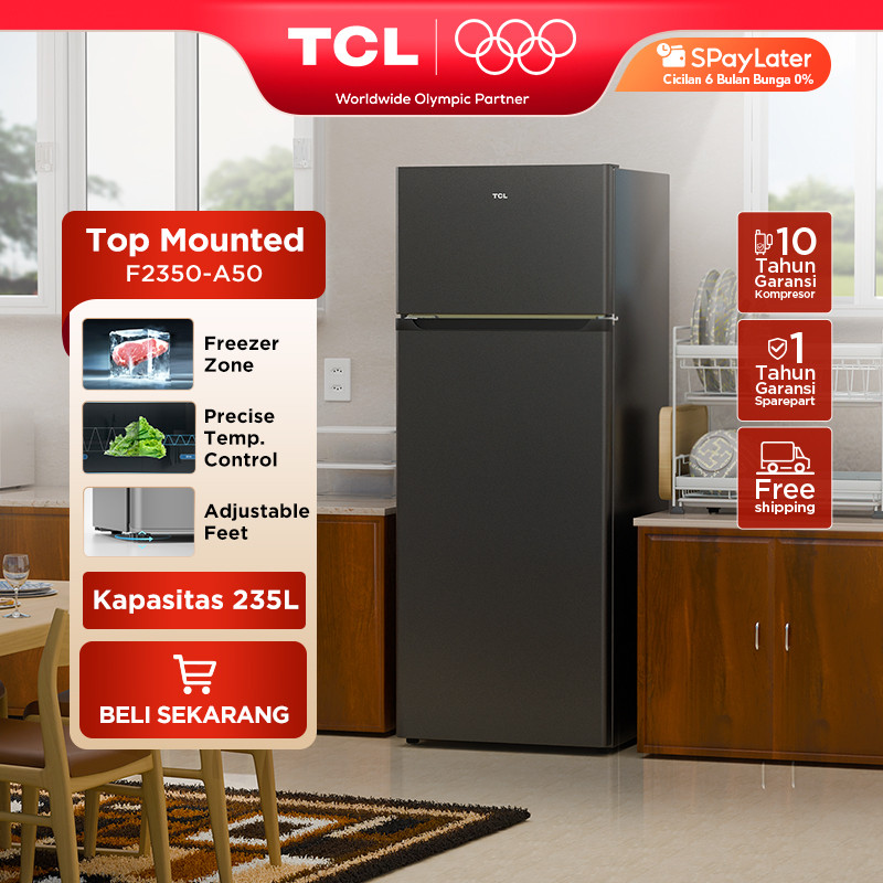 [BIGGER CAPACITY] ] TCL Kulkas 2 Pintu (Refrigerator) - Kapasitas 206L - Electronic Control - Adjust
