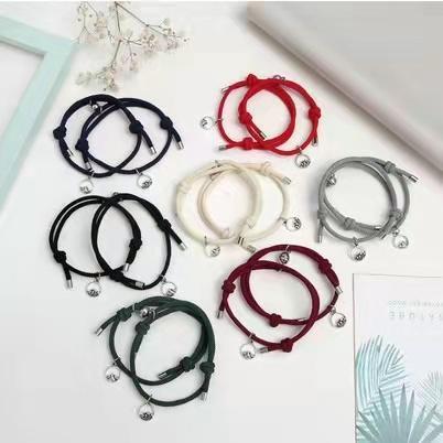 2PCS Gelang Couple Magnet Gelang Hitam Tali Braided Bracelet - HITAM