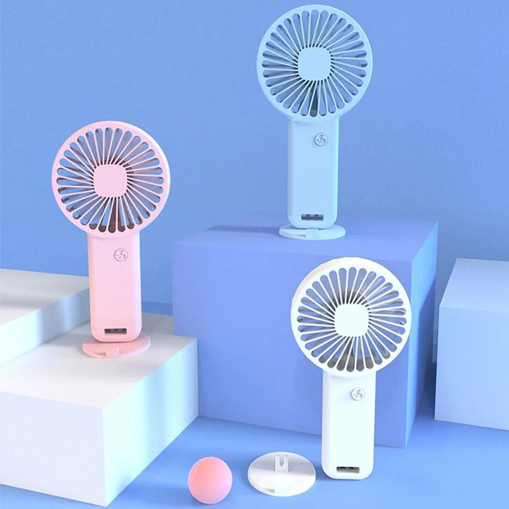 Portable USB Chargeable Mini Fan Handheld Fans with Base Summer Outdoor Portable Hand Hold Fan with 