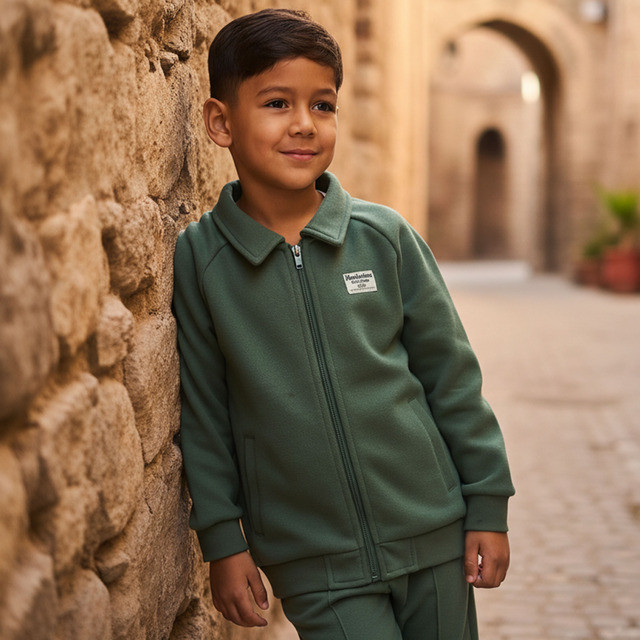 Max Fashions Atasan Anak Laki-laki Textured Pique Cotton Coach Jacket - Green