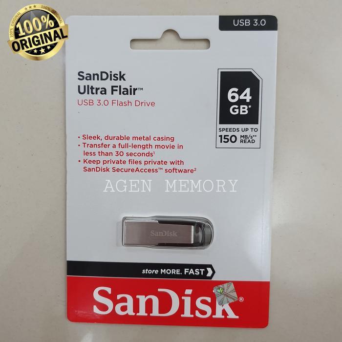 SANDISK USB FLASHDISK 64GB ULTRA FLAIR USB 3.0 - FLASHDISK 64GB