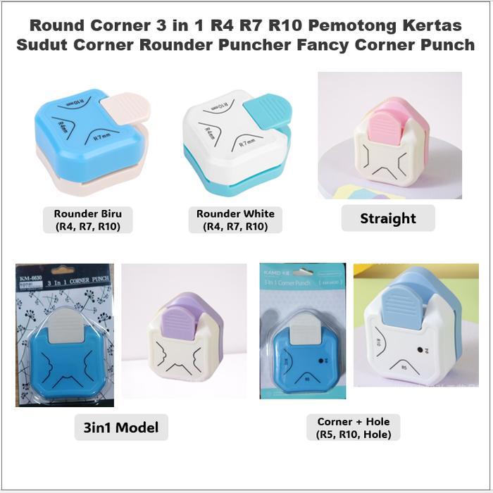 Round Corner 3in1 R4 R7 R10 Pemotong sudut kertas Corner Rounder Punch - Ronder Biru