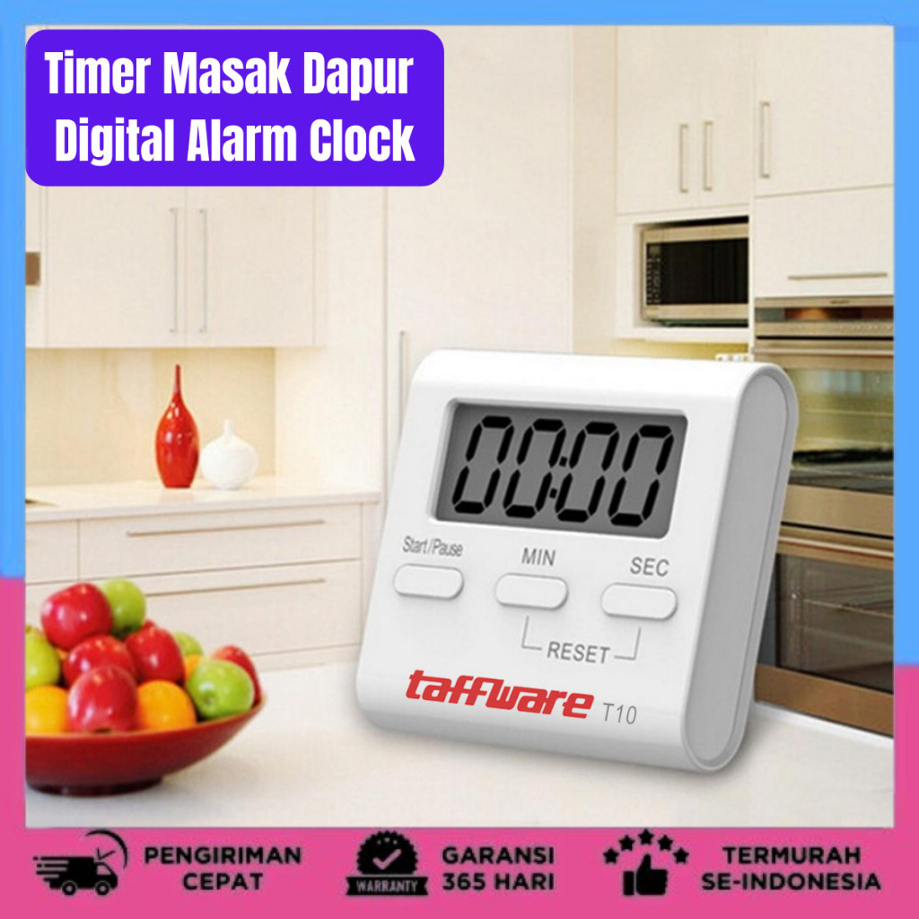 Timer Masak Dapur Countdown Digital Alarm Clock Taffware Digital Kitchen Timer Cooking Timer LCD Dig