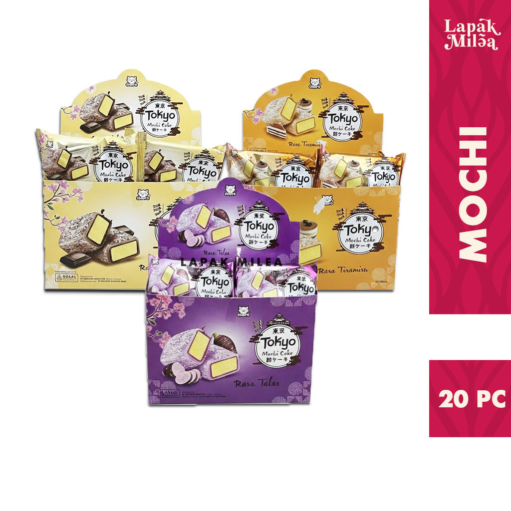 [1 BOX] Tokyo Mochi Cake Lembut Rasa Tiramisu Cokelat Kue Mochi Lembut Kenyal Isi Cake Tabur Kelapa 