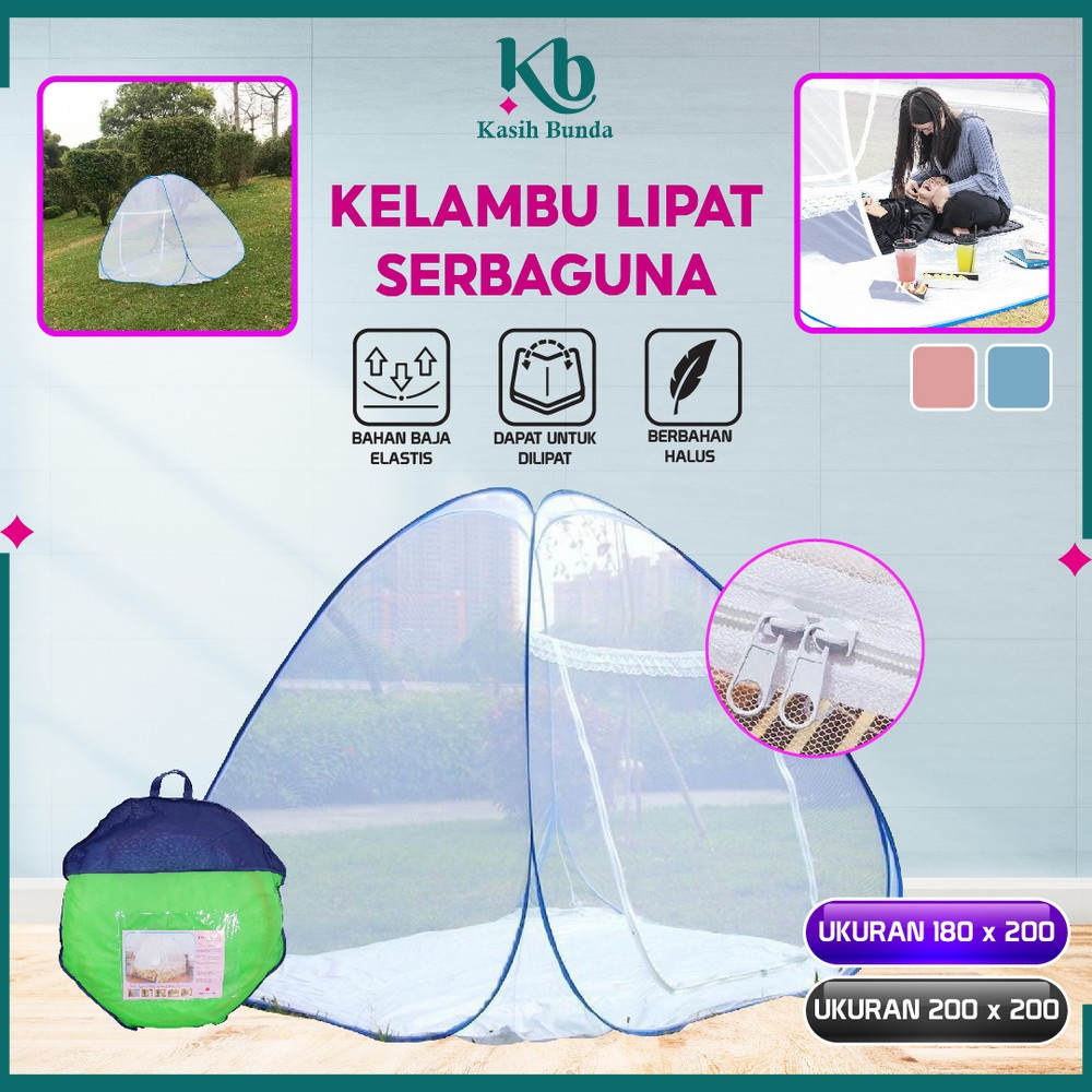 RESKYN - Mainan Tenda Lipat Satu Pintu Anti Nyamuk Kelambu / Kelambu Tidur Lipat Bayi UK 200X200 180