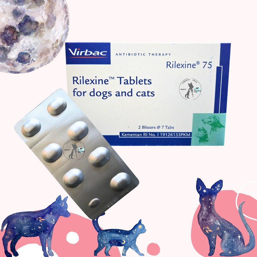 Rilexine 75mg Virbac (1 BOX = 2 BLISTER) Antibiotik Tablets For Cats Dogs