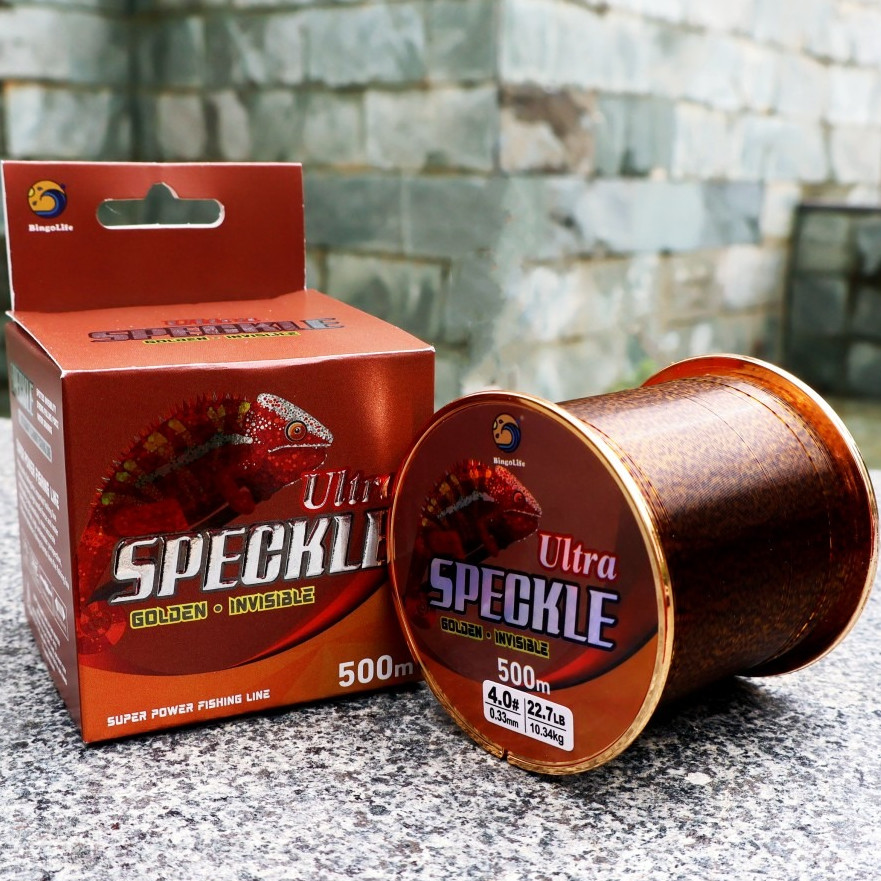 Bingolife Senar Pancing Golden Speckle Nilon 500m Tak Terlihat Kuat Anti Keriting