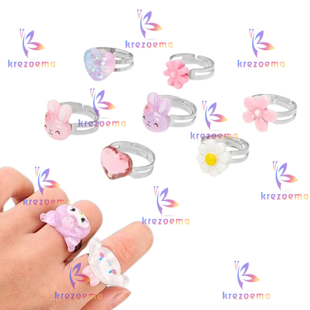 10pcs & 24pcs Cincin Kosongan - Cincin untuk aksesoris resin clay berbagai macam karakter lucu