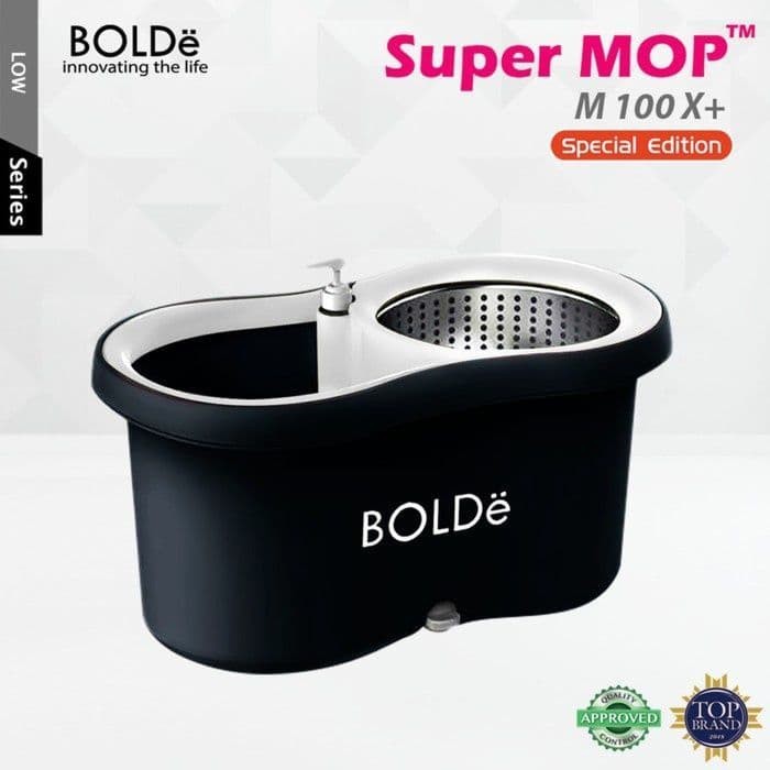 Alat Pel Putar Bolde Super Mop M 100X+ SE ST Alat Pel Tanpa Peras Tangan Lap Pel Lantai Bolde M100X
